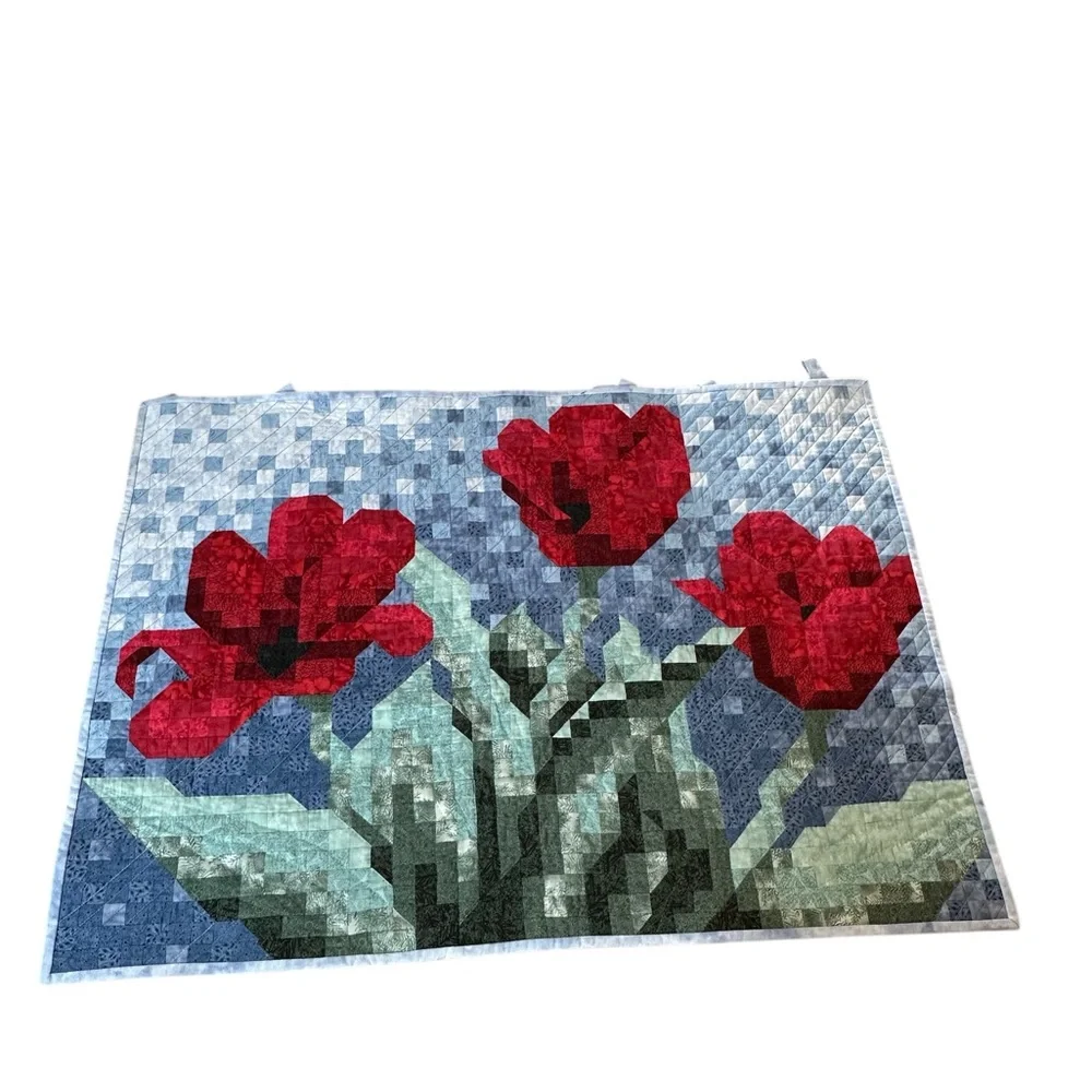Floral Tapestry with Red Tulips